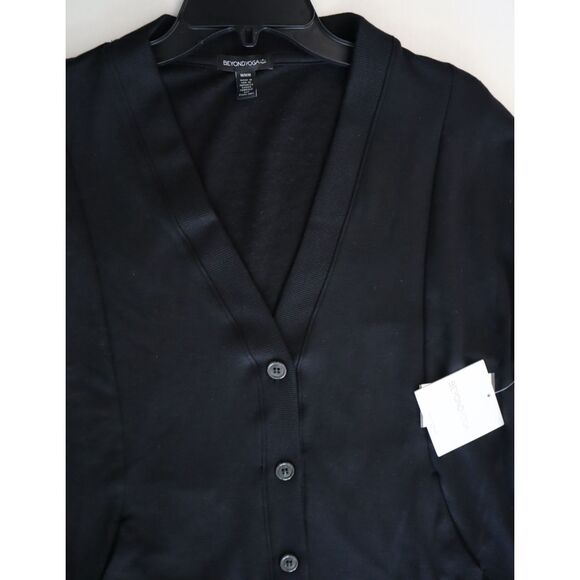 Beyond Yoga CF2220 Women's Sz M Black Button Front Carefree Modal Cardigan - Picture 7 of 12